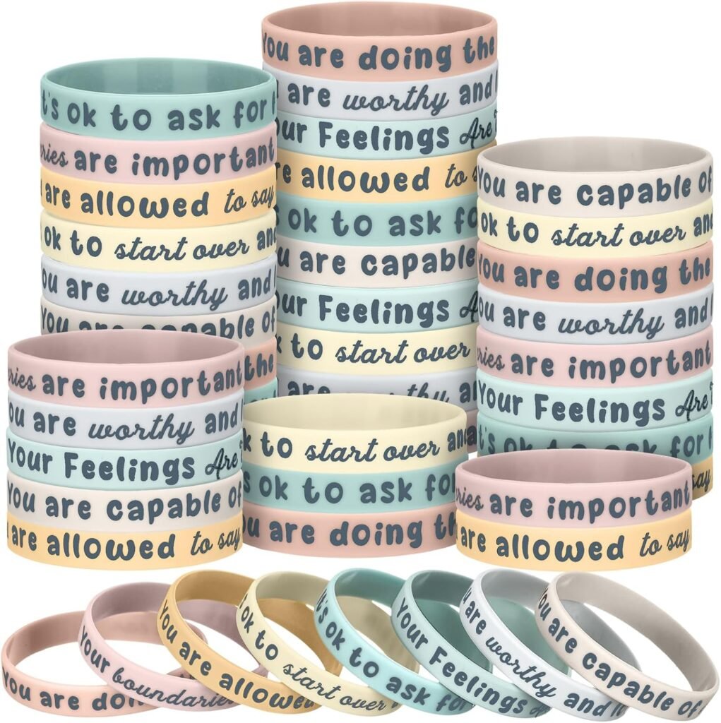 Inspire and Uplift: 48 Motivational Silicone Wristbands for Mental Health